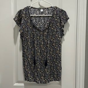 Navy floral print top